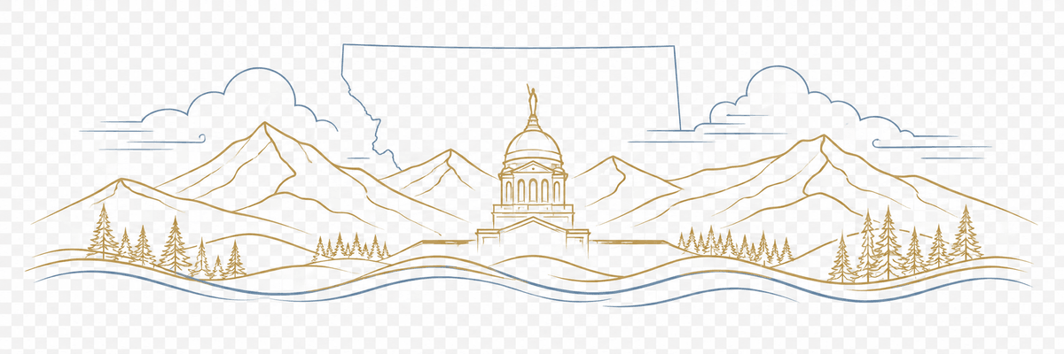 Montana line-art — decorative illustration of the Montana landscape