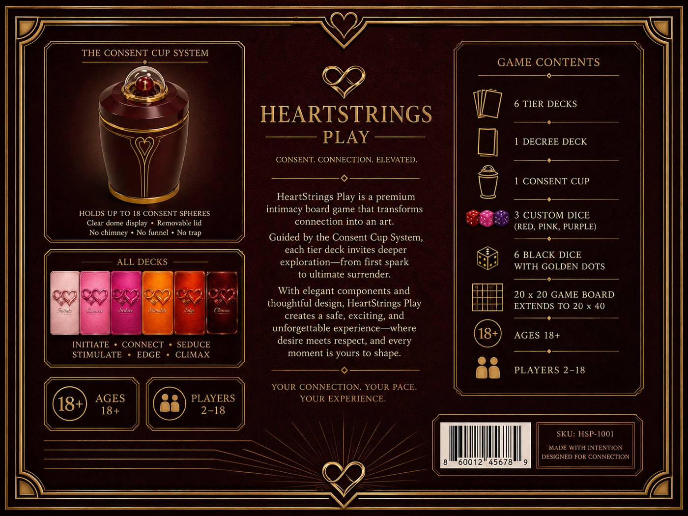 HeartStrings Play box — back with contents and details